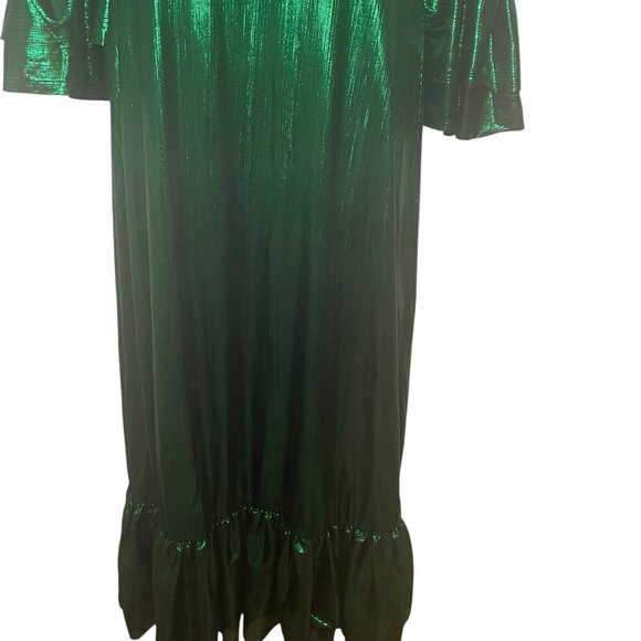 Pomander Place Anthropologie Emerald Lurex Lillith Dress NWT Size Large - Picture 4 of 7
